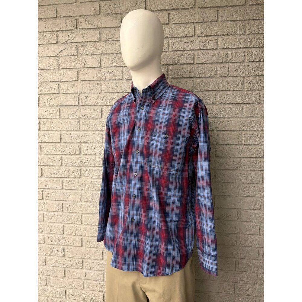 George Strait by Wrangler Men's Western Plaid Shirt Long Sleeve Size M